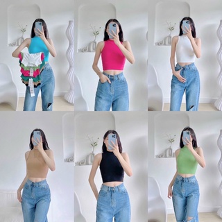 Áo croptop cổ lọ, áo croptop cổ cao, áo ba lỗ cổ lọ