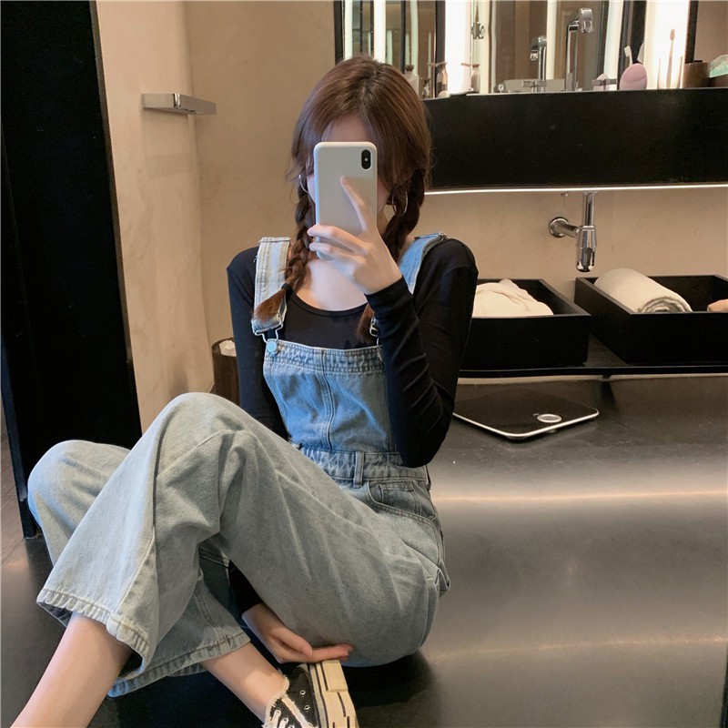 [Mã FADIRECT20 giảm 20K đơn 150K] LEEVA - Yếm jeans nữ ống suông cá tính lưng cao cá tính L289 | WebRaoVat - webraovat.net.vn