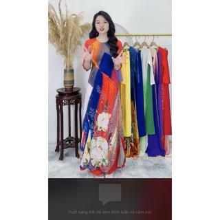 Áo dài lụa hàn in siêu đẹp flash sale 130k
