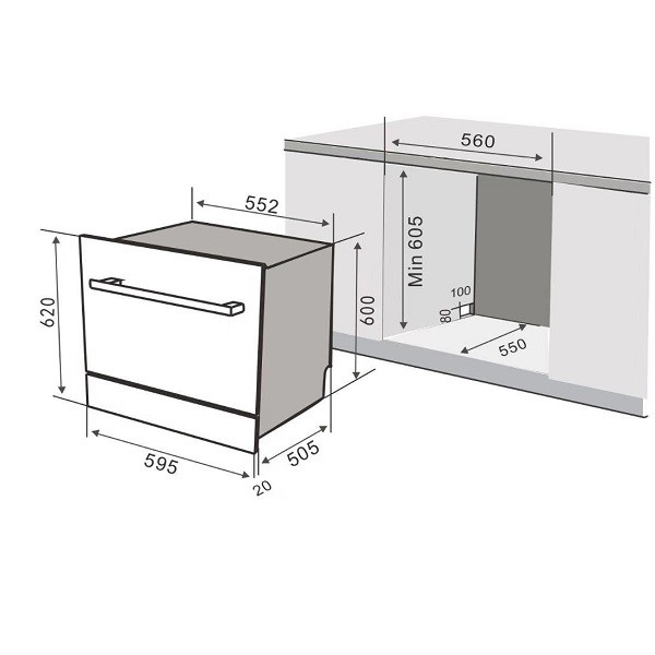 Máy rửa chén âm tủ 8 bộ Kaff-KF-BISMS8 - Hàng chính hãng (Made in Germany)