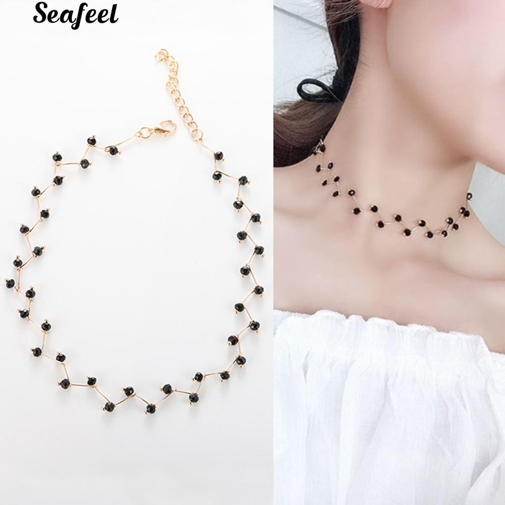 Vòng cổ thời trang đính hạt kiểu gợn sóng