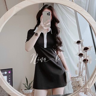 Đầm cổ viền trắng H3141 (hình thật)