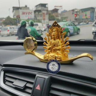 [Giảm giá]  Tượng phật bà quan nghìn tay âm kèm đồng hồ để Taplo ô tô mới 2020