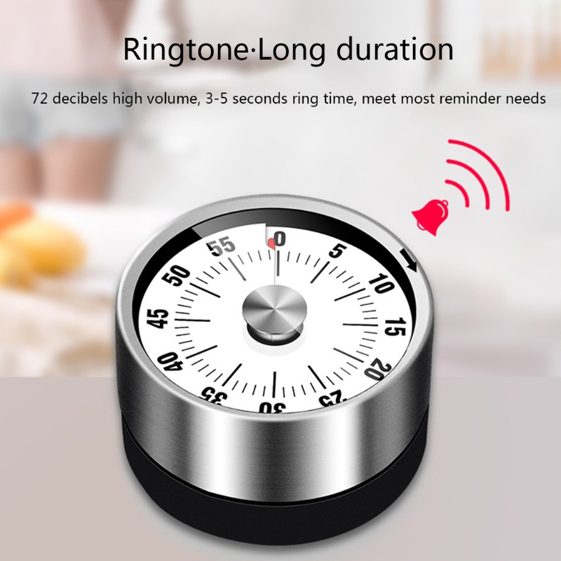 Đồng Hồ Hẹn Giờ Nấu Ăn 60 Phút Bằng Thép Không Gỉ
