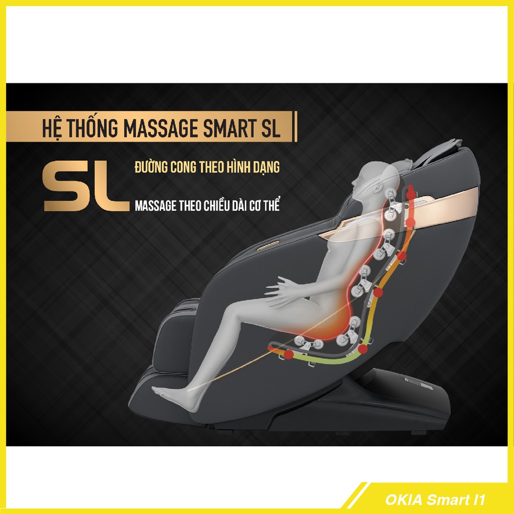 Ghế Massage Toàn Thân OKIA Smart I1 Chính Hãng [ BH 5 NĂM ] Mát Xa Toàn Thân - Mát Xa Vai Cổ, Chân, Lưng, Tay