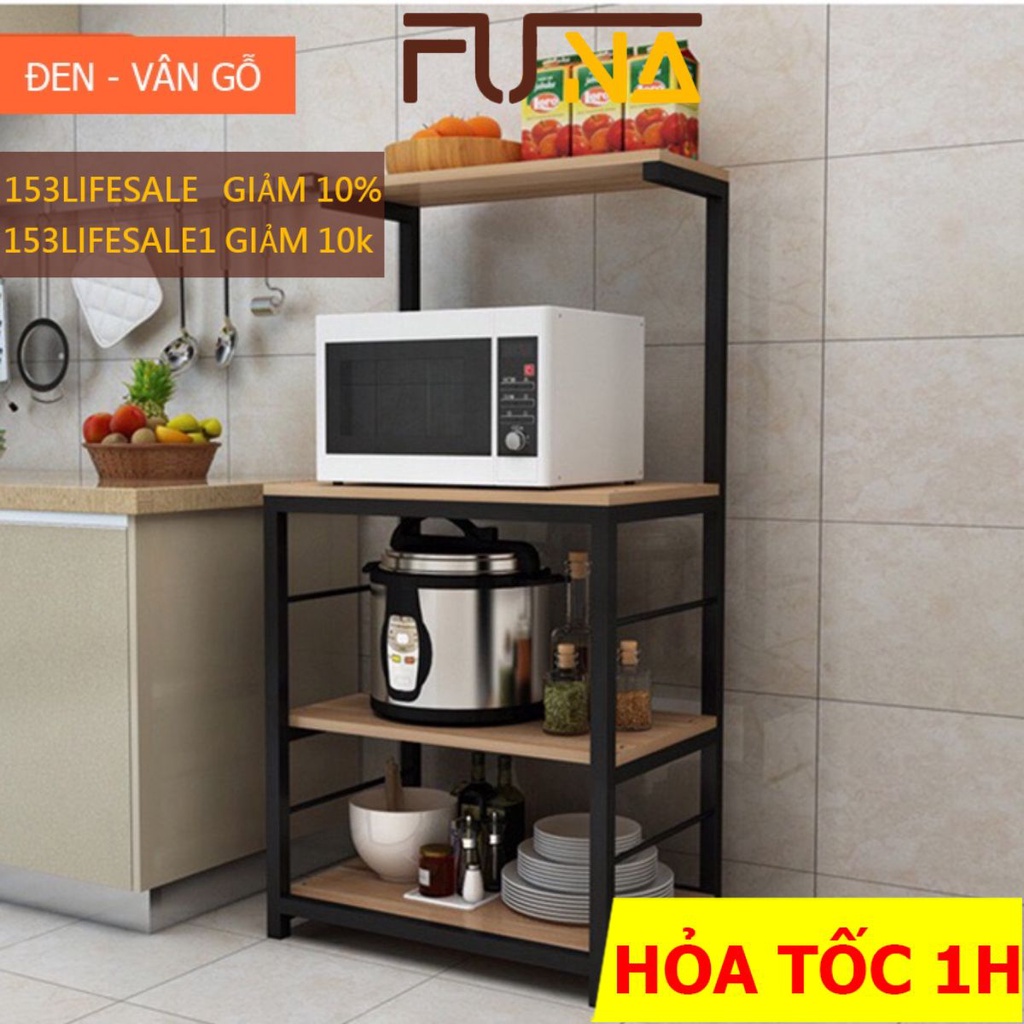 Kệ lò vi sóng tiện lợi FUNA khung sắt hộp chắc chắn được sơn tĩnh điện, chân có nút tăng hạ độ cao ( tặng móc ) - KB03