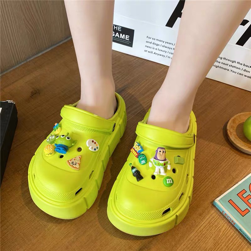 Dép ulzzang độn đế Cross nữ nam đế cao siêu nhẹ kèm Sticker dễ thương, dép bánh mỳ DULES Hàn Quốc đi mưa cao cấp