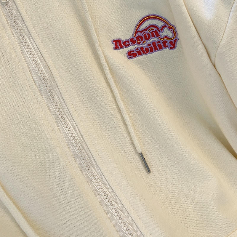 ZHELIHANGFEI Áo Hoodie Tay Dài Thêu Họa Tiết Xinh Xắn Dễ Phối Đồ