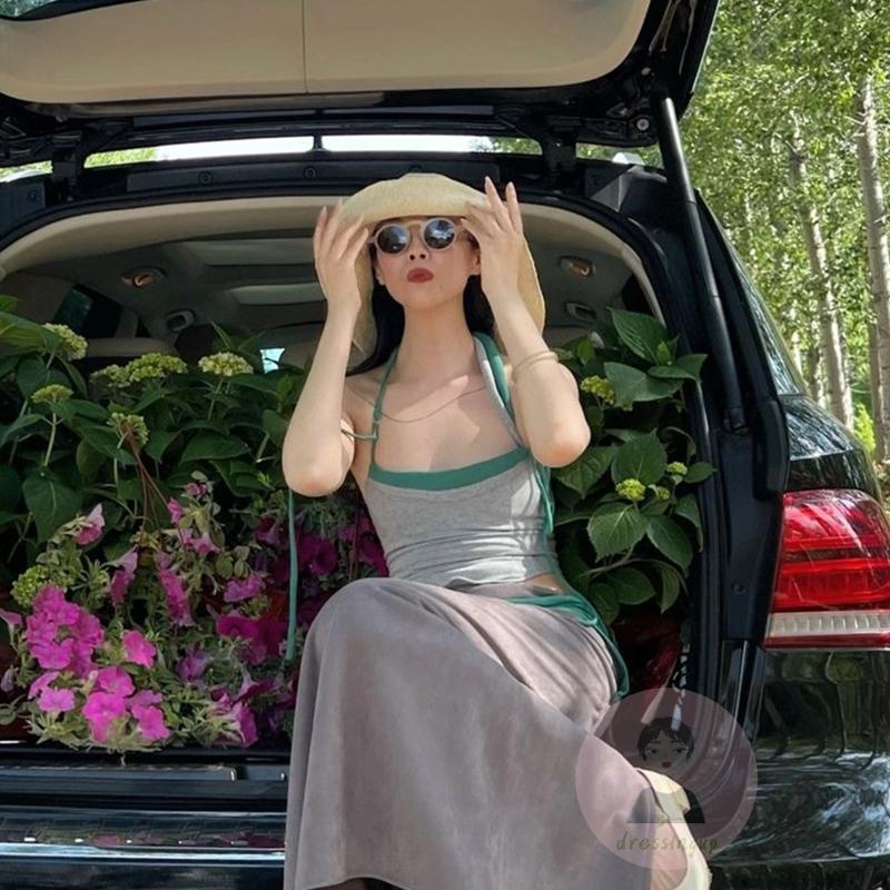 Dre-áo Hai Dây Ôm Dáng Phối Màu Sắc Phù Hợp Với Mùa Hè Dành Cho Bạn Nữ