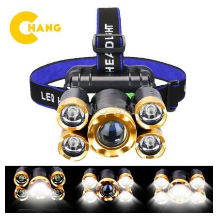 Đèn Đội Đầu 5 Bóng Led Siêu Sáng Tích Hợp Pin Sạc Trong Tiện Lợi Mẫu Mới Giao Ngẫu Nhiên