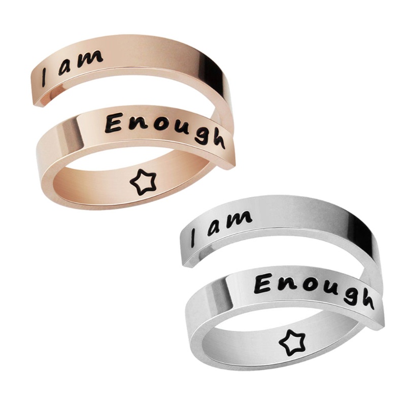 Nhẫn Trang Sức Khắc Chữ I am Enough Thời Trang