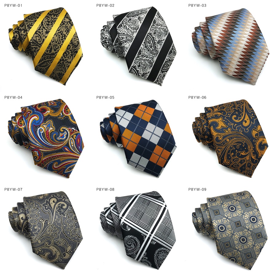 Cà vạt nam họa tiết sọc hoa văn vải dệt Jacquard 8cm thời trang công sở lịch lãm cho chú rể tiệc cưới