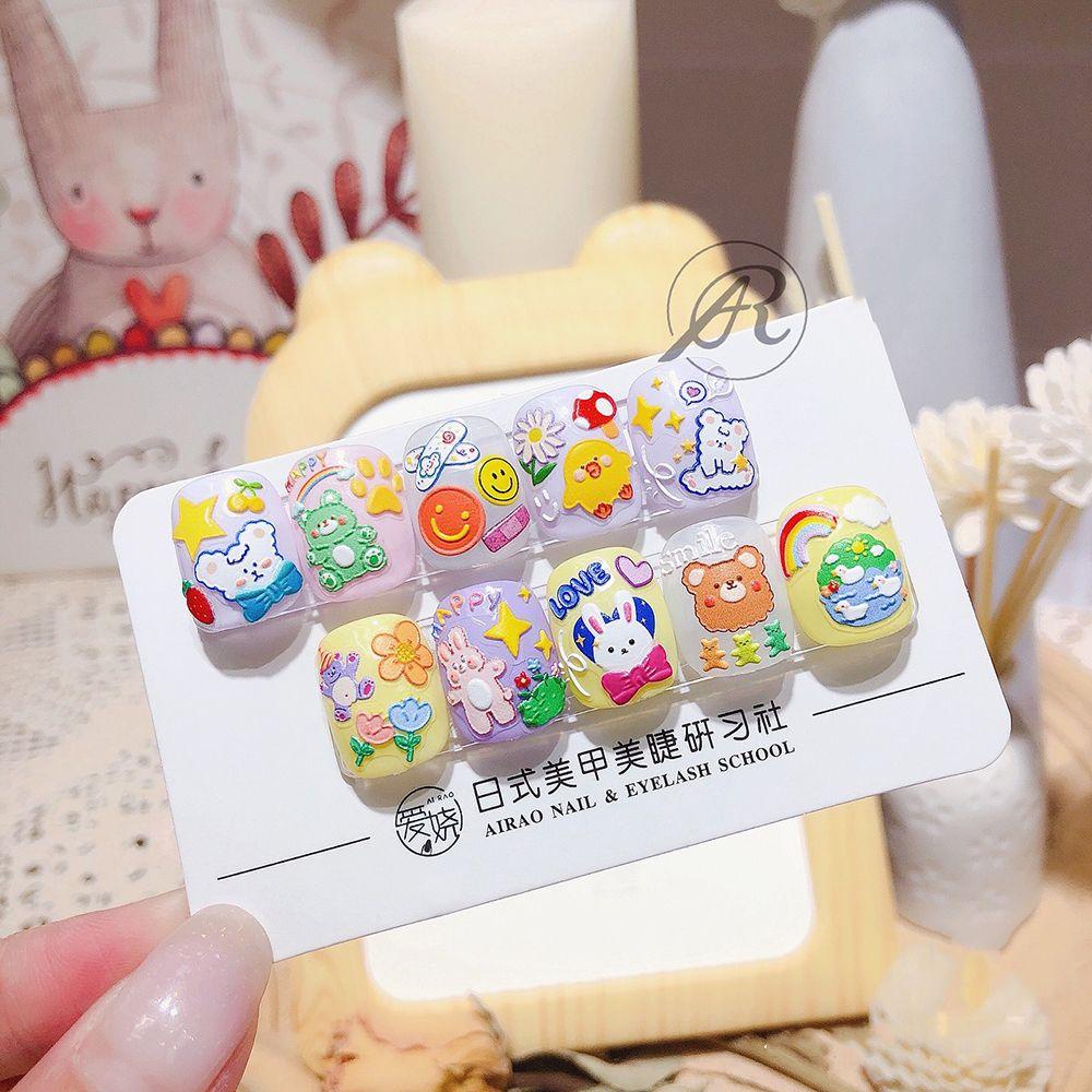 OCEANMAP Miếng Dán Trang Trí Móng Tay Hình Gấu 5D Dễ Thương