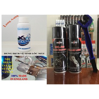 Bộ Combo chai bôi trơn sên - Chai vệ sinh sên Thunder 400ml và bàn chải 3D - Dung dịch vệ sinh lốc máy X30 120ml