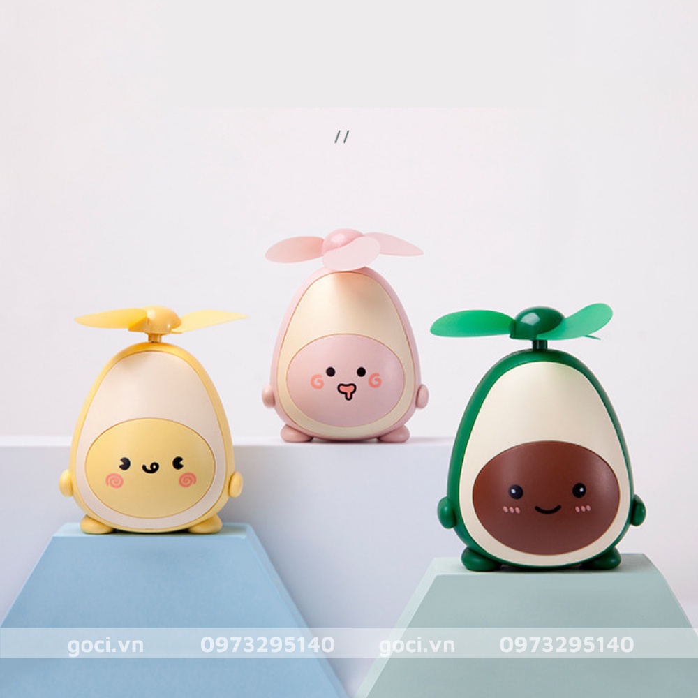 Quạt mini cầm tay để bàn sạc điện USB hình quả bơ cute dễ thương tiện lợi