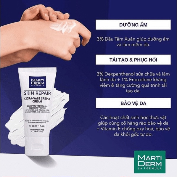 Kem Dưỡng Tái Tạo & Phục Hồi Da Nhạy Cảm MARTIDERM Skin Repair Cicra Vass Cream