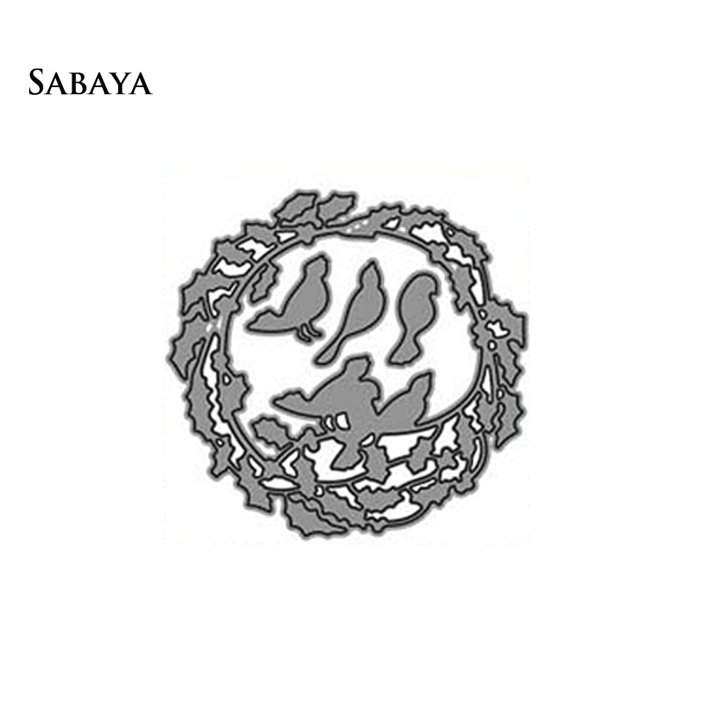 Khuôn cắt giấy làm từ kim loại hình vòng hoa và chú chim trang trí sổ lưu niệm