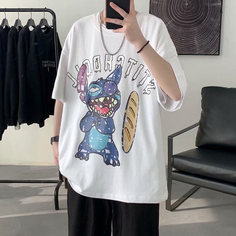Áo thun tay ngắn in họa tiết hoạt hình Graffiti cá tính cho nam