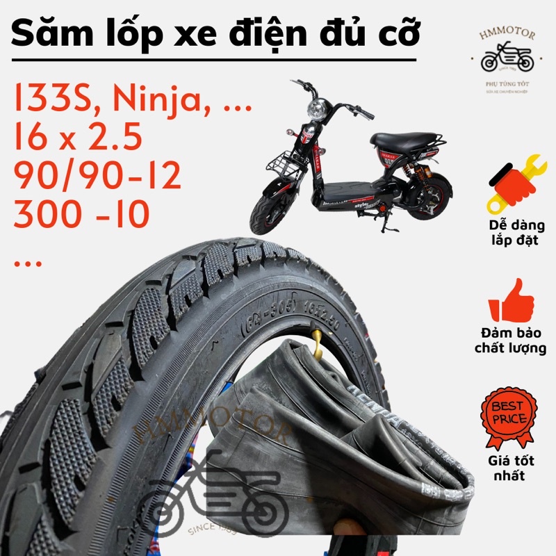 Săm lốp (ruột vỏ) xe điện Ninja, 133s 90/90-12, 300-10,...