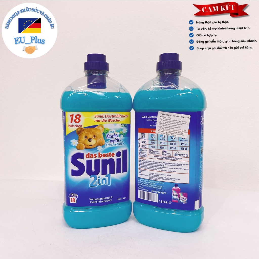 Nước giặt Sunil 1.314L - Đức - có 5 màu