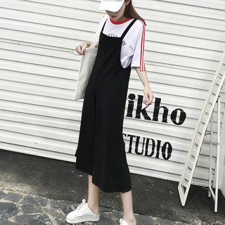 Bộ Áo Liền Quần Màu Đen Dáng Rộng Cỡ Lớn Thời Trang Cho Nữ