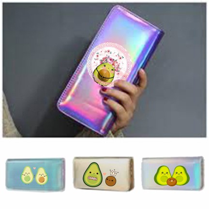 Ví quả bơ avocado hologram VHI19 ví dẹt thời trang nhiều ngăn ví dáng dài cute dễ thương