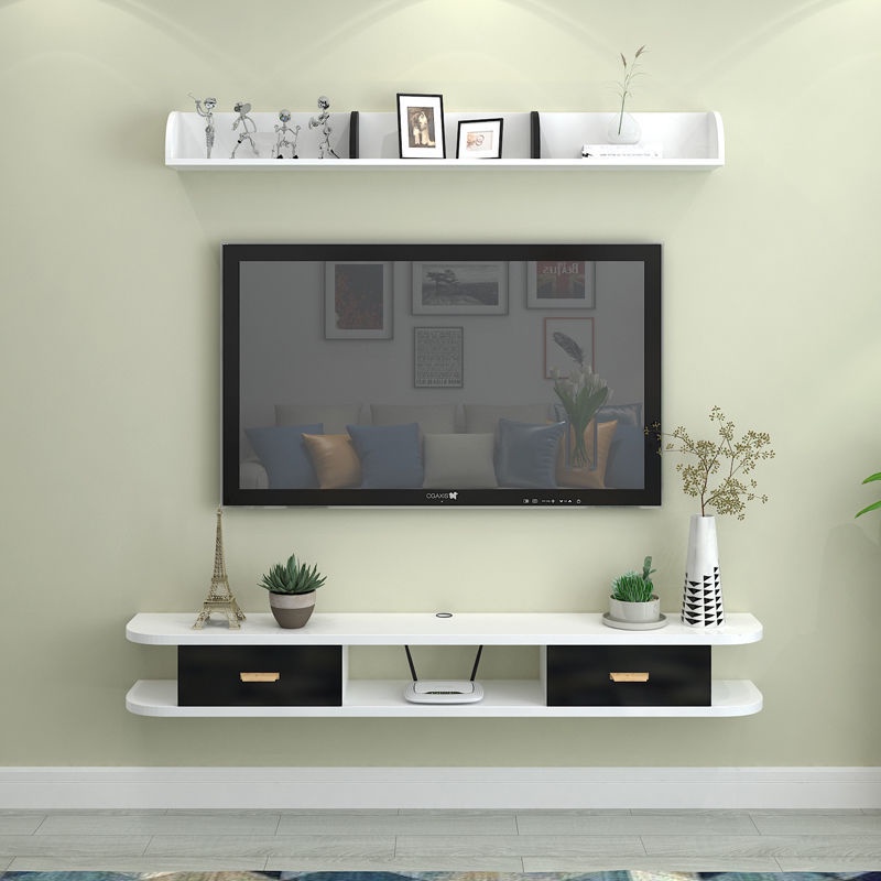 [ SALE VÔ ĐỊCH] Kệ treo tường hiện đại tivi, wifi 2 ngăn tay nắm gỗ thông minh chính hãng IGA- GP40