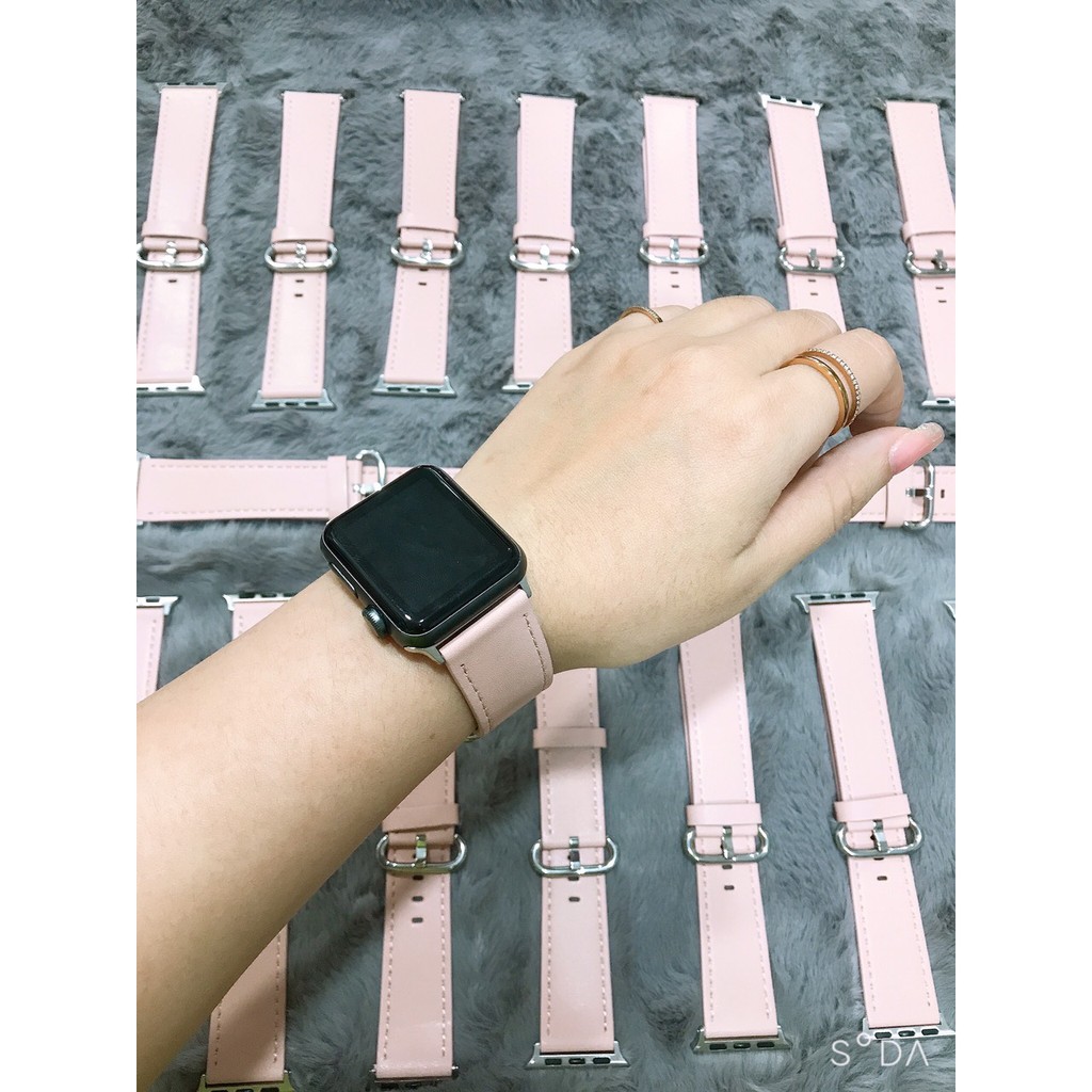 Dây Apple Watch da xịn tông màu hồng nude nhẹ nhàng Cực Chất