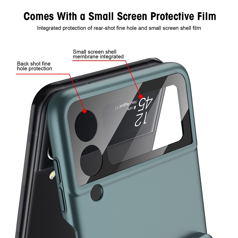 Ốp Điện Thoại Cứng Siêu Mỏng Chống Sốc Có Ngăn Đựng Bút Cảm Ứng Cho Samsung Galaxy Z Flip 3 / Full Body