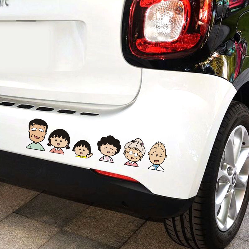 Miếng Dán Trang Trí Xe Hơi / Xe Máy Họa Tiết Hoạt Hình Maruko Dễ Thương