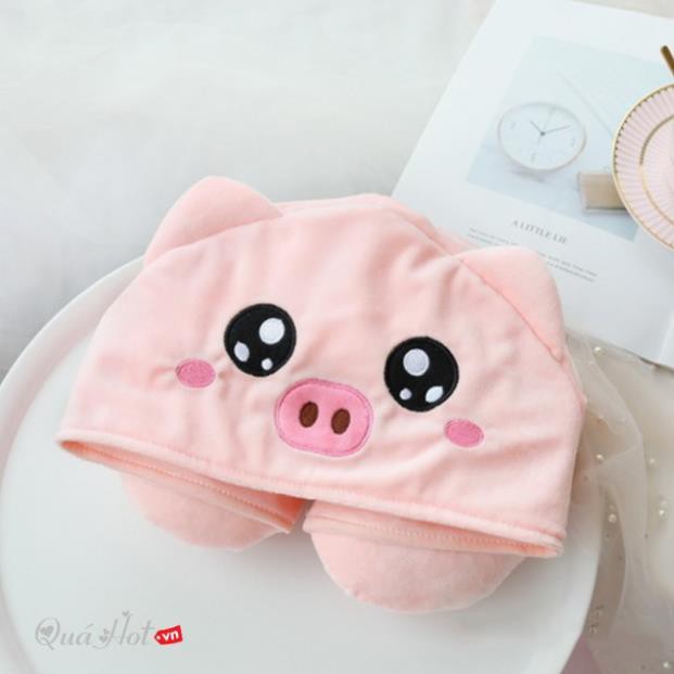 Gối Kê Cổ Chữ U Có Mũ Cute