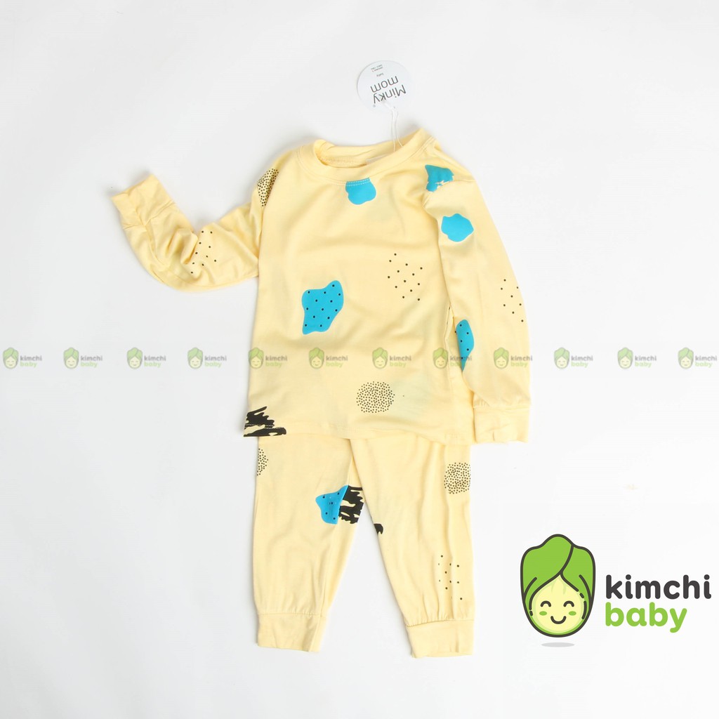 Đồ Bộ  Bé Gái, Bé Trai Minky Mom Vải Thun Lạnh Họa Tiết In Chìm Dễ Thương, Bộ Dài Tay Thu Đông Cho Bé MKMTD2104