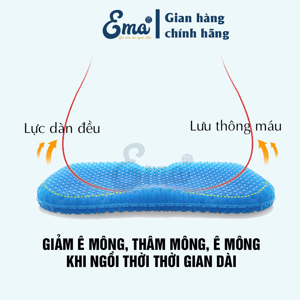 Đệm ngồi bệt 3D Silicon thoáng khí thế hệ 3 hình chữ U chống đau xương cụt, chống trĩ, chống thâm mông, ê mông