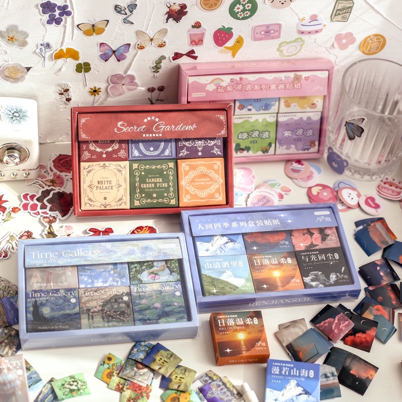 Bộ 300 miếng dán trang trí hoạ tiết hoạt hình, vintage Tiệm Ốc Sột-ST048