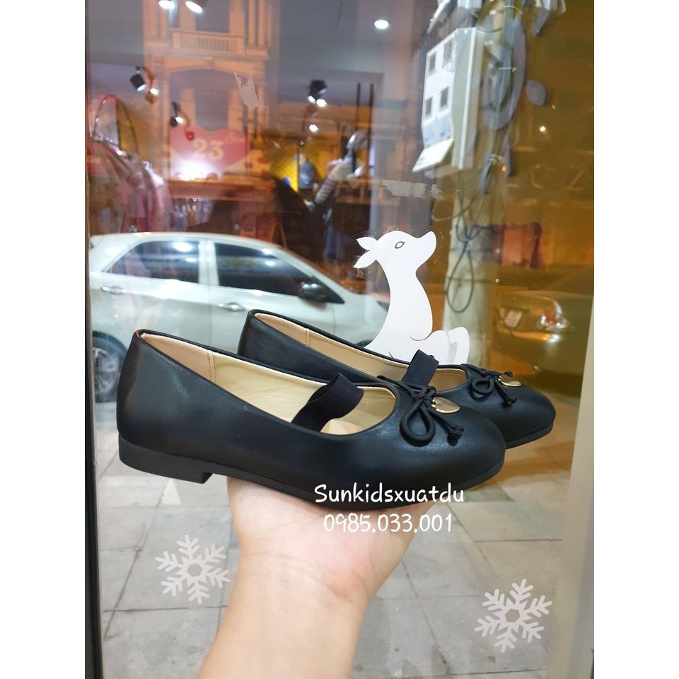 Giày bệt quai chun đen nơ tim vàng mềm