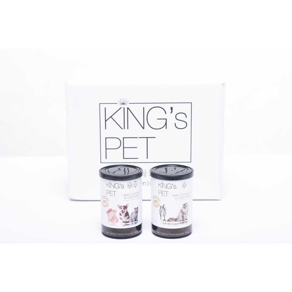 [1 THÙNG 24 Lon] Pate Hỗn hợp Cá King’s Pet lon 380g Thức Ăn Cho Chó Mèo - ĐƯỢC MIX VỊ