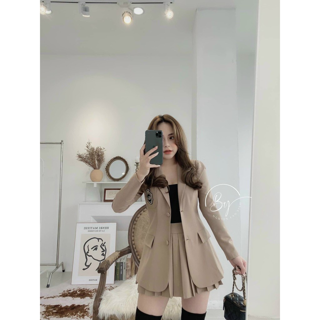 SET VEST 3 MÓN CHÂN VÁY DẬP LY SANG CHẢNH