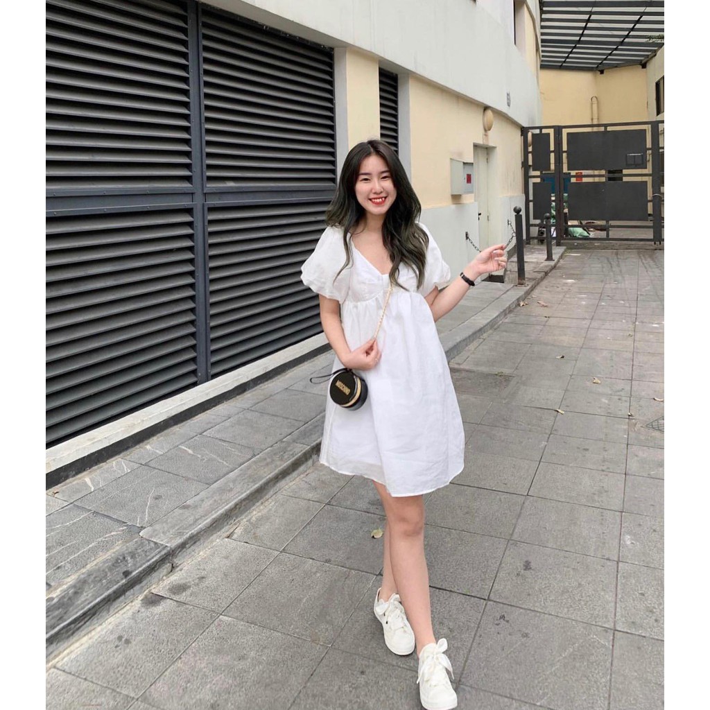 [Mã SKAMA06 giảm 8% tối đa 50K đơn 250K] ĐẦM TRẮNG TAY BỒNG NHÍU NƠ NGỰC | BigBuy360 - bigbuy360.vn