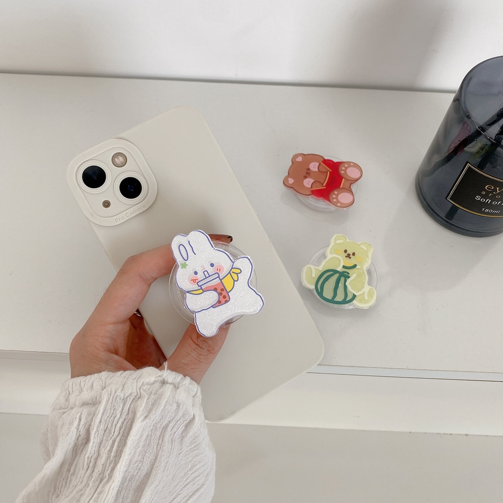 Giá Đỡ Điện Thoại acrylic Hình Thỏ Hoạt Hình 3D Đơn Giản Chống Rơi Tiện Dụng