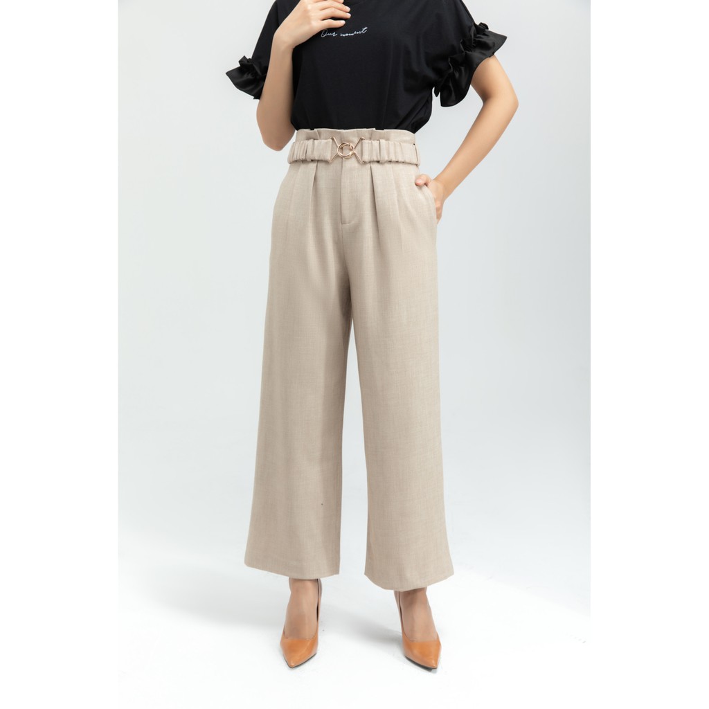 Quần kẻ kèm đai co giãn nữ IVY moda MS 22M5816