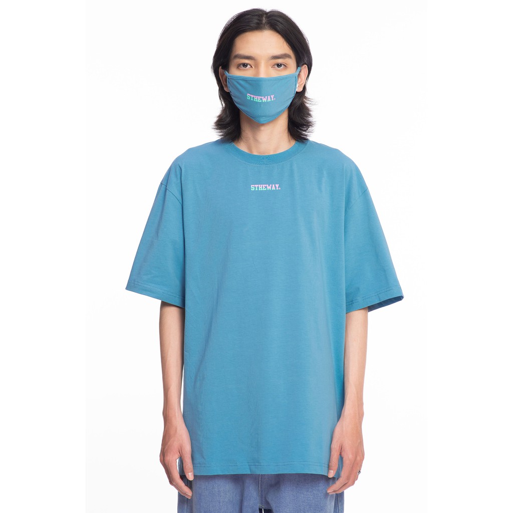 [Mã FAMALLT5 giảm 15% đơn 150K] 5THEWAY® /two-tone line/ LETTER MASK™ in REEL WATER aka Khẩu Trang In Chữ Xanh Dương