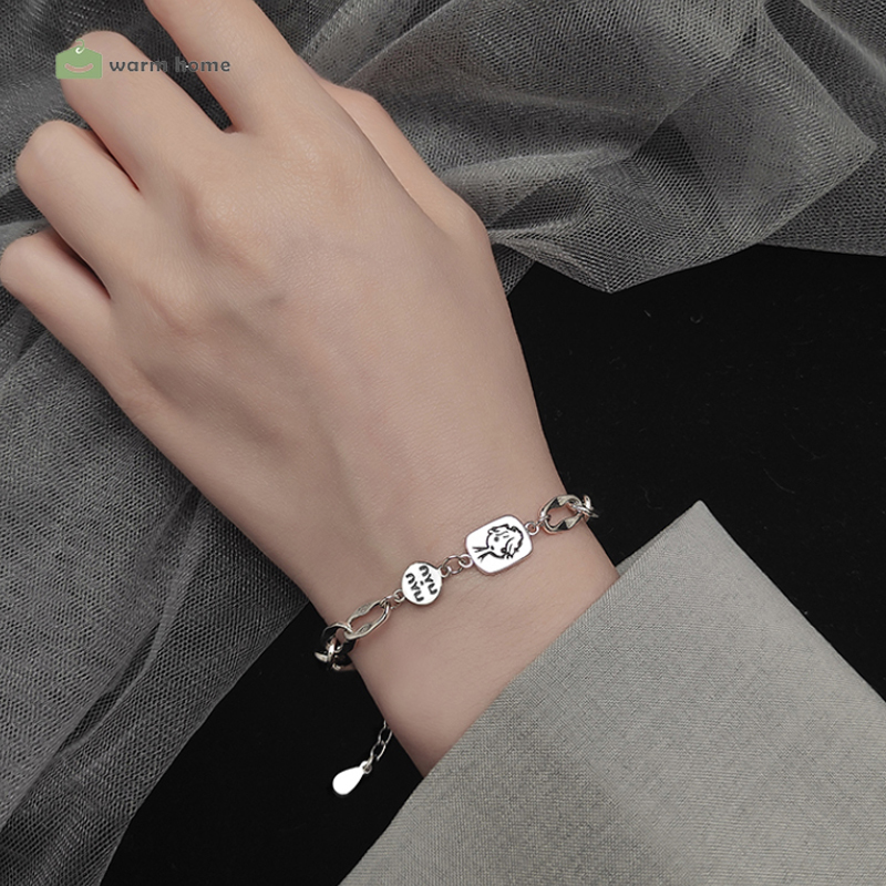 【YKN】Girl Personality Hip-hop Cold Wind Bracelet Cartoon Simple Hong Kong Style Student Couple Bracelet