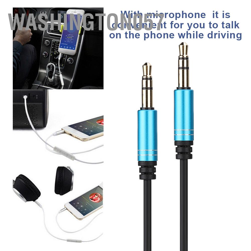 Washington057 Car 3.5mm AUX Cable With Microphone Volume Control Audio