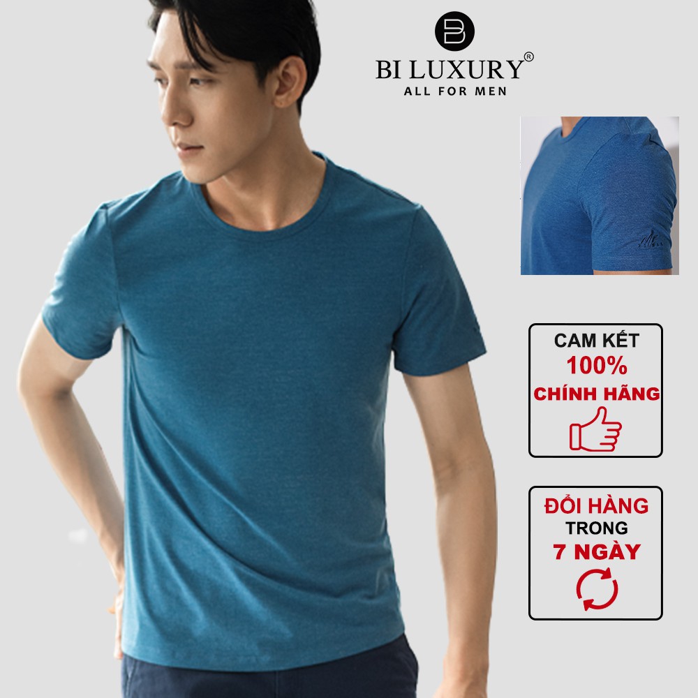 Biluxury áo phông nam kẻ sọc màu trắng APKS003GHS thun trơn 4APKB005XCV cotton mềm mại