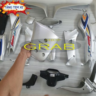 [TẶNG KÈM BỘ TEM 3 LỚP] Bộ nhựa áo xe Wave ZX, Wave Anpha, Wave 110 đời 1997 đến 2006 nhựa ABS MÀU BẠC