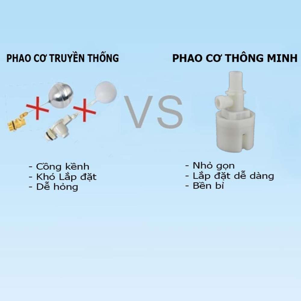 Combo 03 chiếc Van phao cơ thông minh thế hệ mới chống tràn tự động VG02 - Tặng 03 lọc rác + 03 Cút chữ L