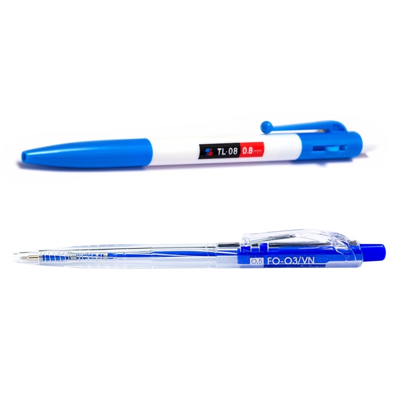 1 cây Bút bi xanh Thiên Long TL-08 đầu 0.8mm / FlexOffice FO-03 đầu 0.5mm