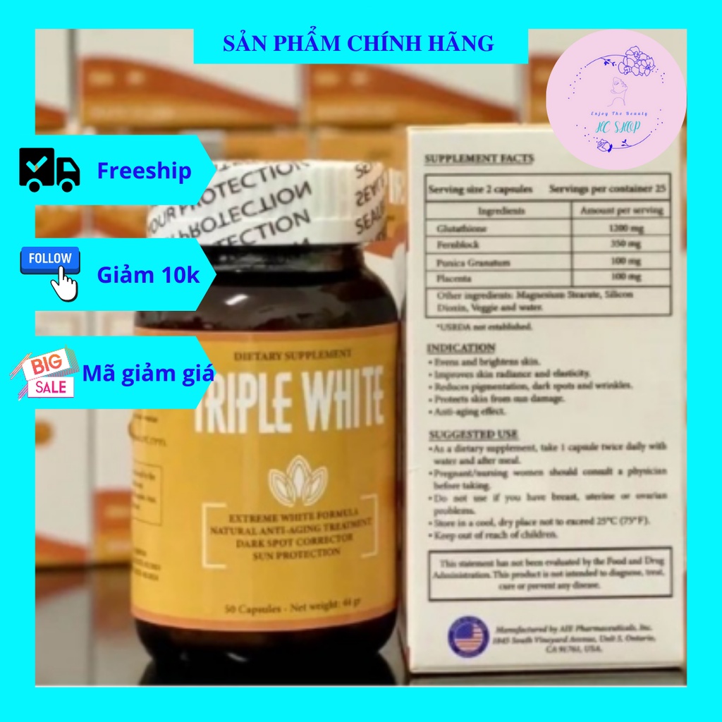 VIÊN UỐNG CHỐNG NẮNG, TRẮNG DA, MỜ THÂM NÁM (Tripple White)