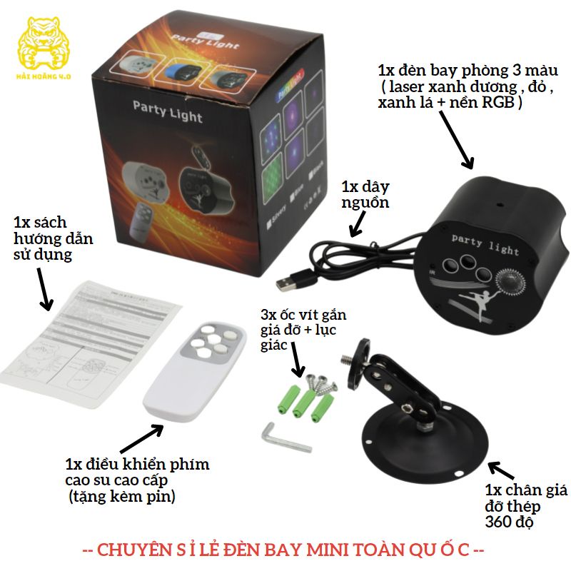 Đèn Bay Phòng Theo Nhạc Có Laser Màu Xanh Dương Dùng Cho Phòng Karaoke, Sân Khấu , Đèn Laser Phòng Bay 8 Mắt