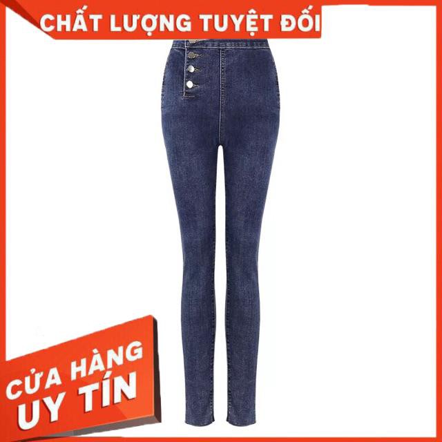 QUẦN JEANS LƯNG CAO TRƠN NÚT HÔNG- jeans siêu mềm giãn | BigBuy360 - bigbuy360.vn
